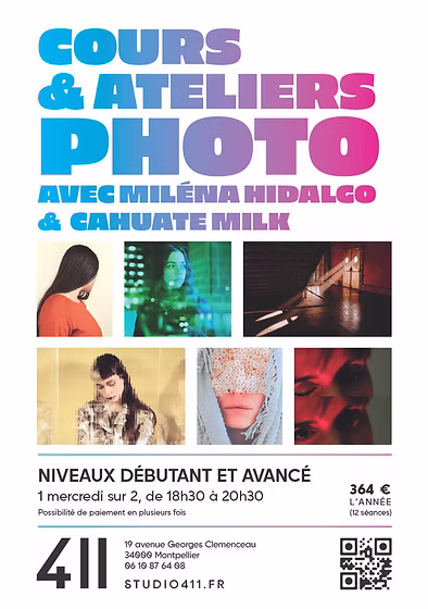 Flyer du cours de photographie avec Miléna Hidalgo et Cahuate Milk